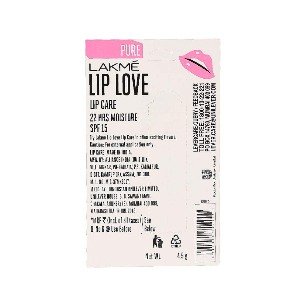 LAKME LIP LOVE CHAPSTICK, PURLIPCARE, 4.5G