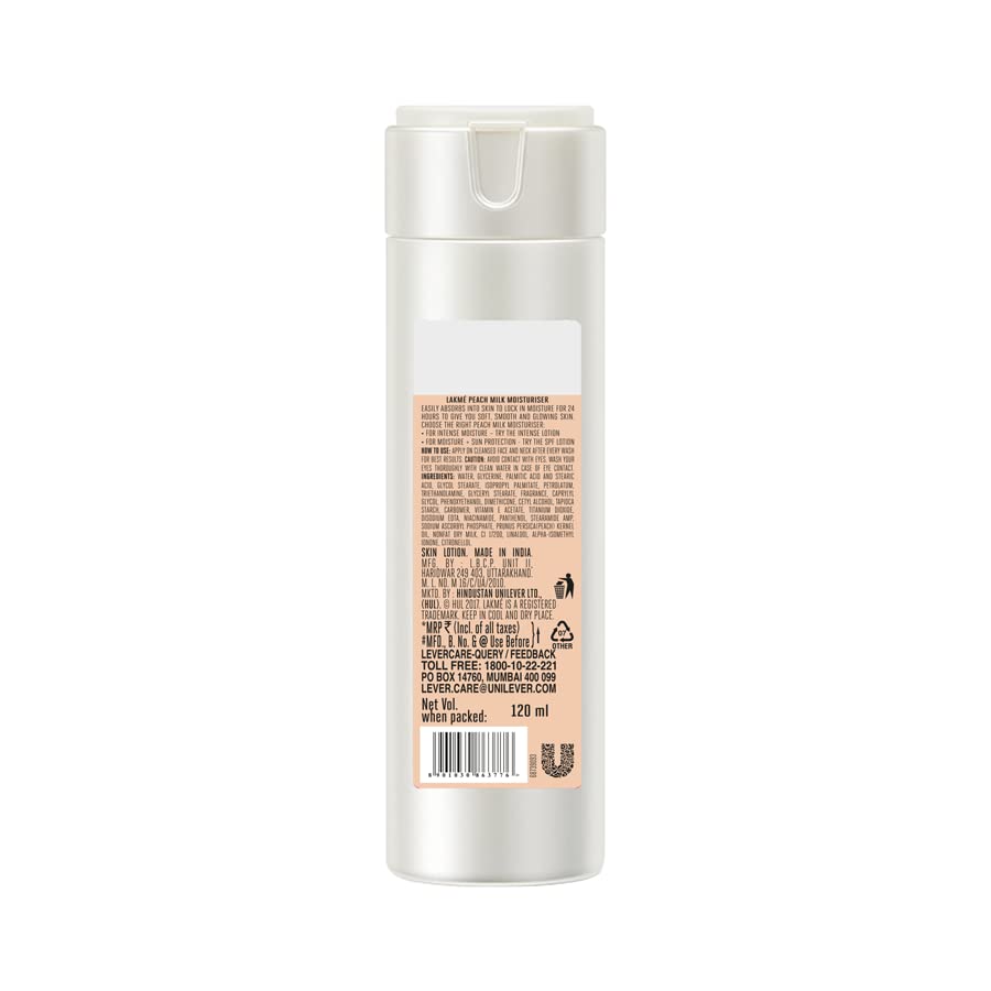 LAKME PEACH MILK FACE MOISTURIZER DAILY LIGHTWEIGHT LOTION 120ML