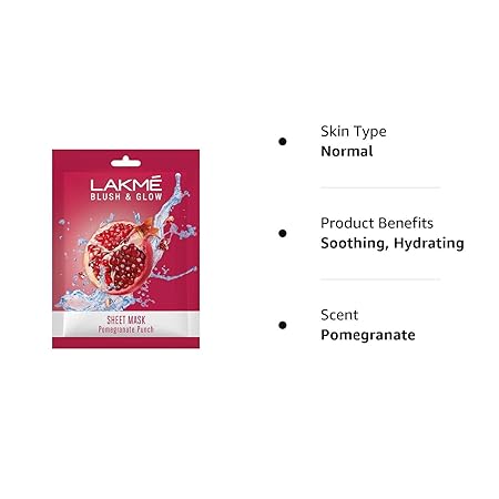 LAKME BLUSH & GLOW POMEGRANATE SHEET MASK, 25 ML