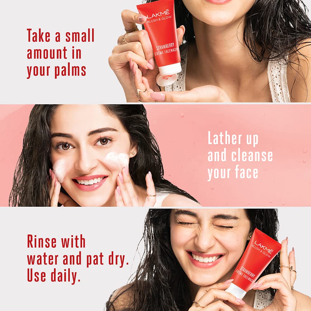 LAKME STRAWBERRY CREAM FACE WASH 100 G