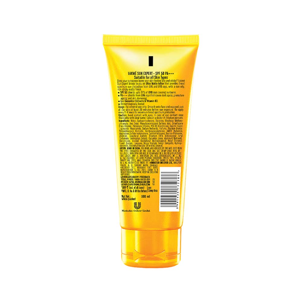 LAKME SUN EXPERT SPF 50 PA+++ ULTRA MATTE LOTION, 100 ML