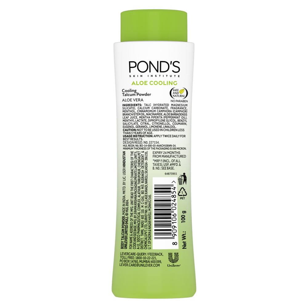 POND'S COOLING POWDER WITH GOODNESS OF ALOE|INSTANT COOLING 100GM