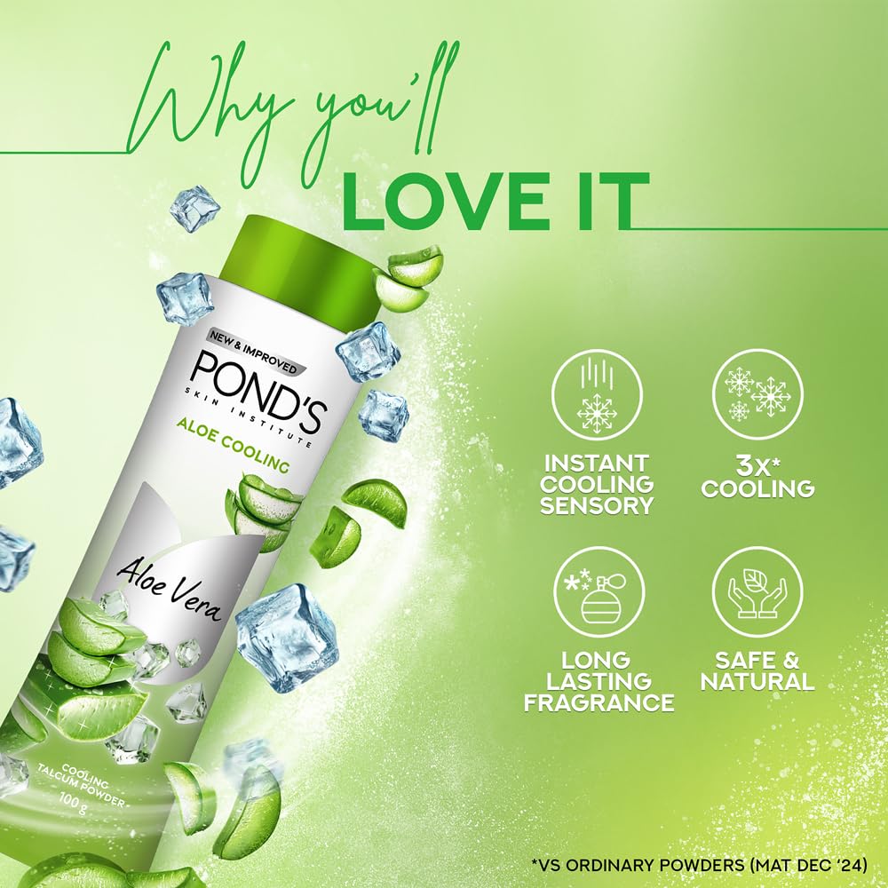 POND'S COOLING POWDER WITH GOODNESS OF ALOE|INSTANT COOLING 100GM