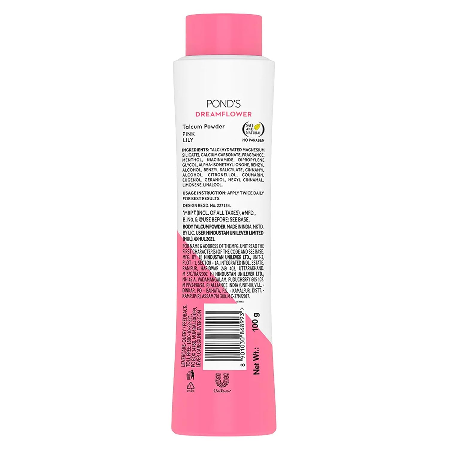 POND'S DREAMFLOWER FRAGRANT TALC POWDER WITH VITAMIN B3,100GM