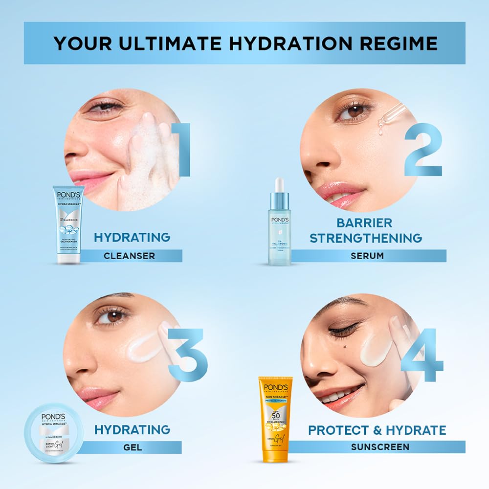 PONDS SUPER LIGHT GEL OIL FREE FACE MOISTURIZER WITH HYALURONIC ACID & VITAMIN E 50GM