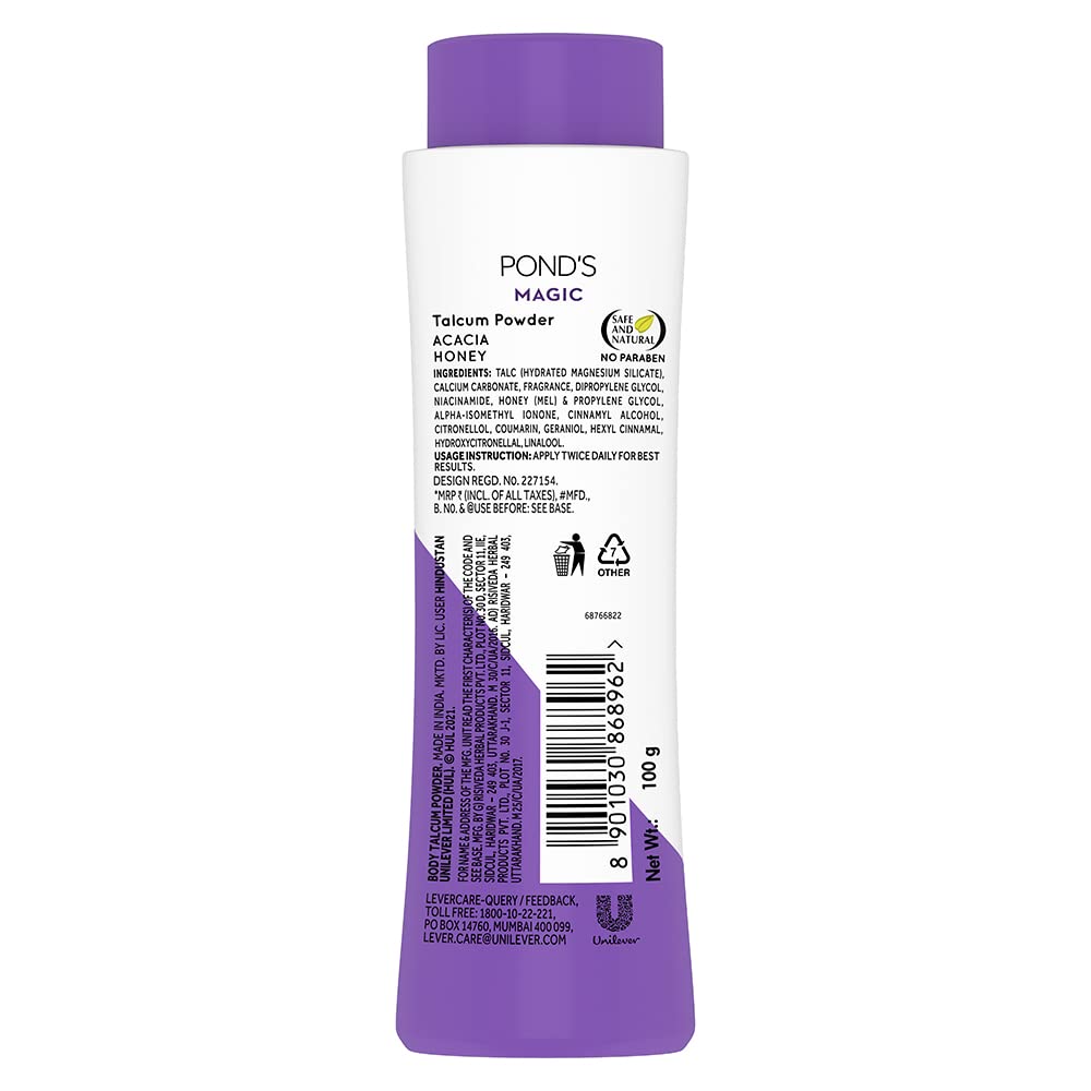 POND'S MAGIC FRESHNESS TALCUM POWDER, ACACIA HONEY, 100GM