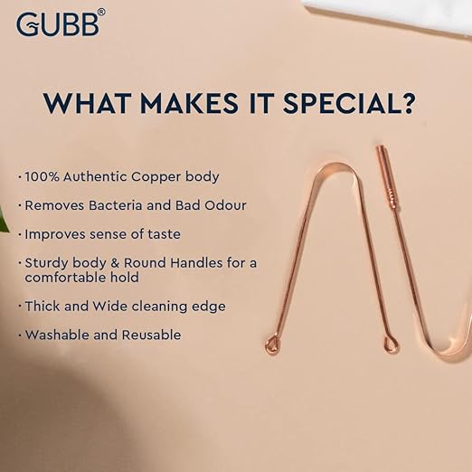 GUBB TONGUE CLEANER COPPER WITH HANDLE