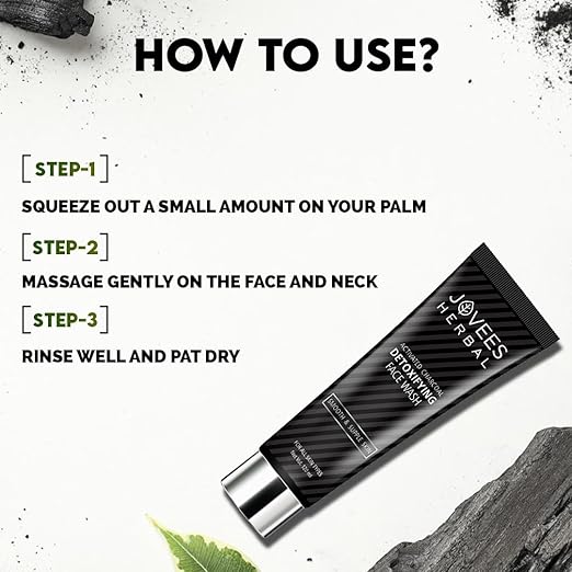JOVEES HERBAL ACTIVATED CHARCOAL DETOXIFYING FACE/WASH FOR DEEP PORE CLEANSING, 120ML