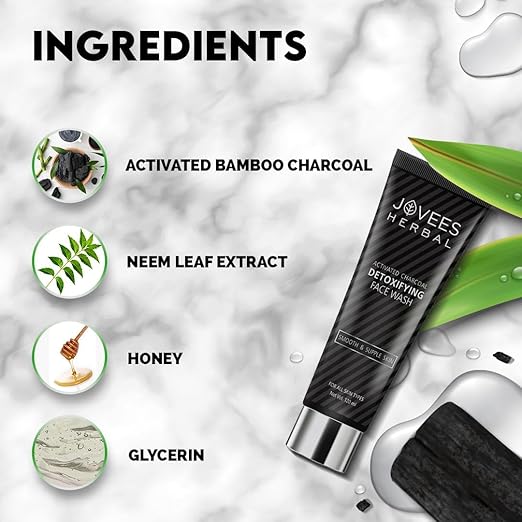 JOVEES HERBAL ACTIVATED CHARCOAL DETOXIFYING FACE/WASH FOR DEEP PORE CLEANSING, 120ML