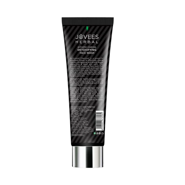 JOVEES HERBAL ACTIVATED CHARCOAL DETOXIFYING FACE/WASH FOR DEEP PORE CLEANSING, 120ML