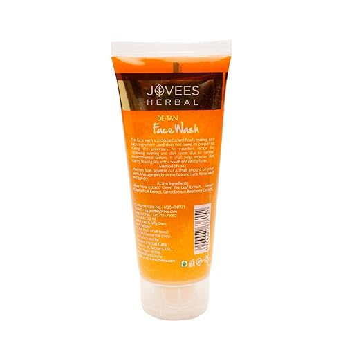 JOVEES HERBAL DETAN FACEWASH FOR GLOWING AND CLEAR SKIN WITH LIQUORICE & BEARBERRY EXT. - 120ML