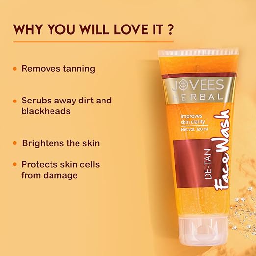 JOVEES HERBAL DETAN FACEWASH FOR GLOWING AND CLEAR SKIN WITH LIQUORICE & BEARBERRY EXT. - 120ML