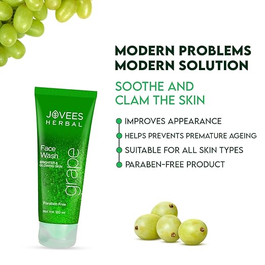 JOVEES HERBAL GRAPE FACE WASH WITH GRAPE SEED & ORANGE PEEL EXTRACTS - 120ML
