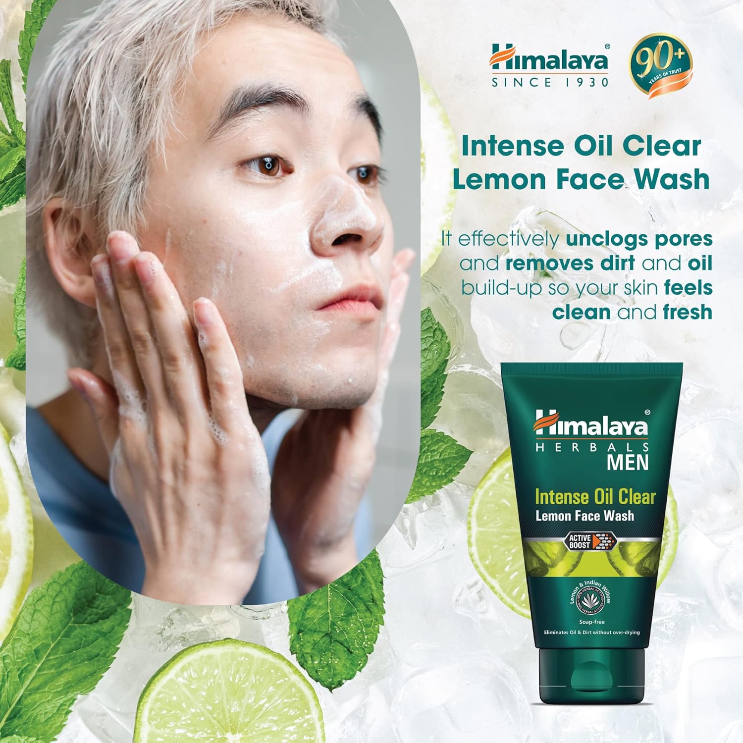 HIMALAYA MEN INTENSE OIL CLEAR LEMON FACE WASH, 100ML