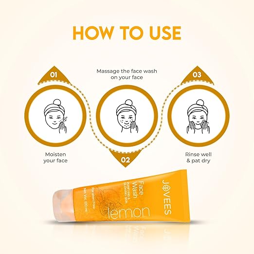 JOVEES HERBAL LEMON FACE WASH WITH LEMON, ORANGE PEEL & KAKADU PLUM EXTRACT | REMOVES DIRT-120ML