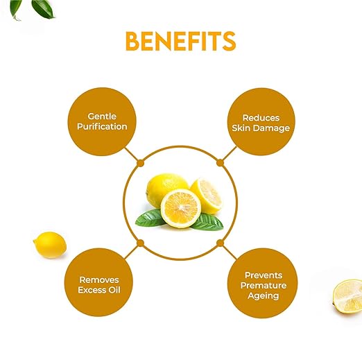 JOVEES HERBAL LEMON FACE WASH WITH LEMON, ORANGE PEEL & KAKADU PLUM EXTRACT | REMOVES DIRT-120ML