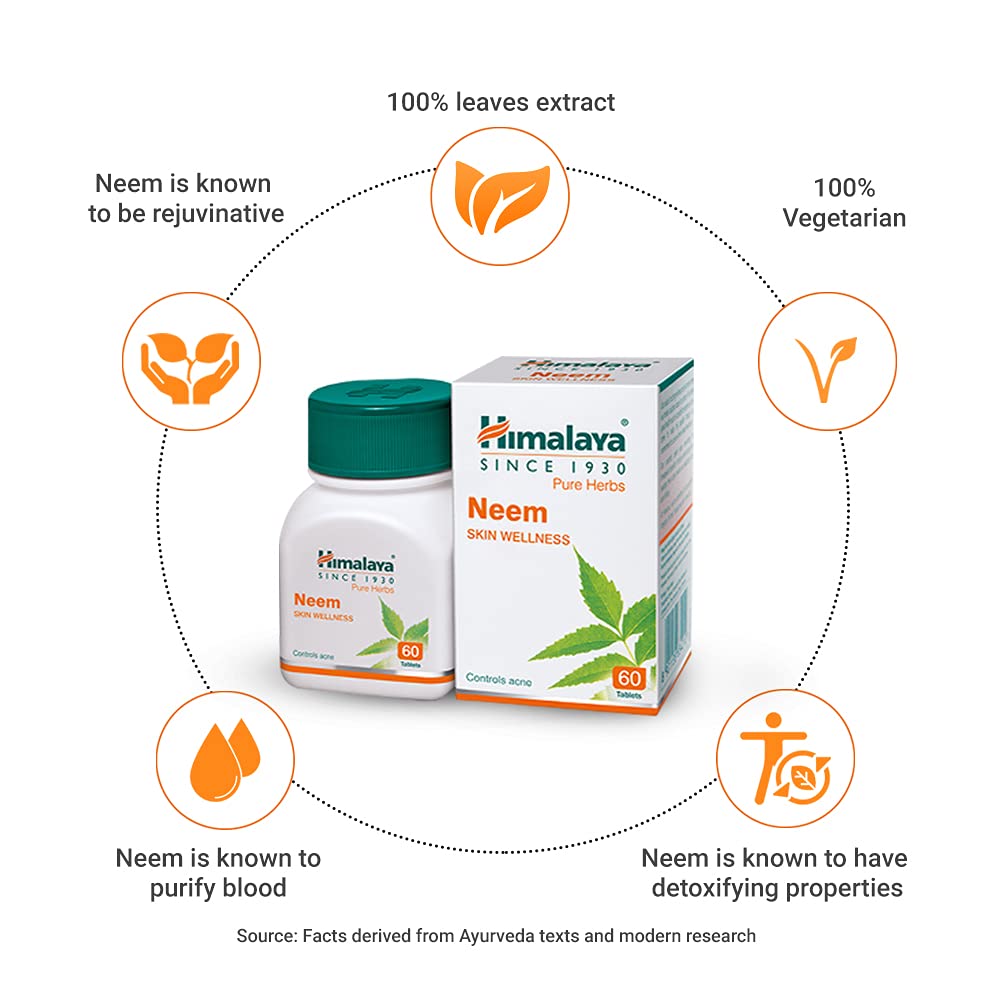 HIMALAYA WELLNESS PURE HERBS SKIN WELLNESS TABLETS - 60 COUNT (NEEM)
