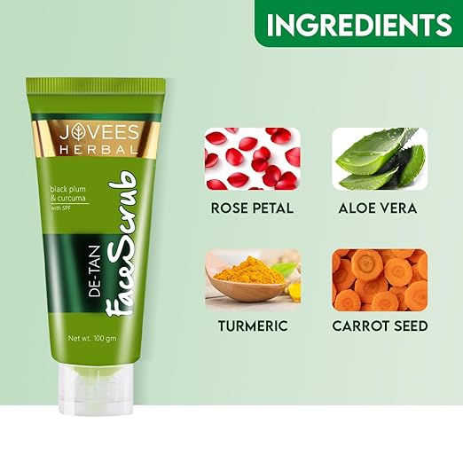 JOVEES HERBAL DE-TAN SCRUB WITH SPF FOR BRIGHTENING & REVITALIZING FACE SCRUB- 100g