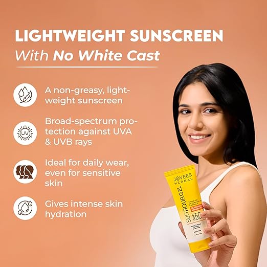 JOVEES HERBAL SUN AQUA GEL SPF50 PA+++ | LIGHTWEIGHT, WATER-LIKE TEXTURE OILY & COMBINATION SKIN100G