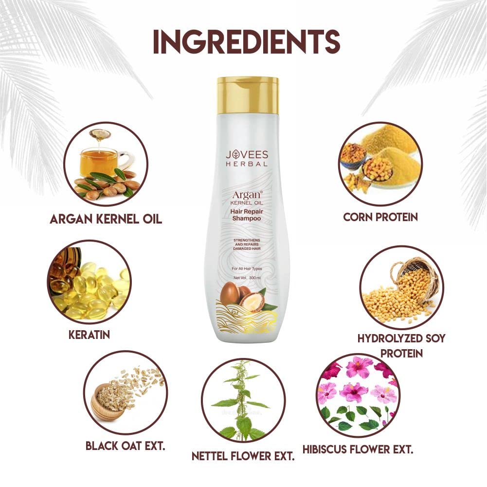 JOVEES HERBAL ARGAN KERNAL OIL HAIR REPAIR SHAMPOO FOR ALL HAIR TYPES PARABEN & ALCOHOL FREE 300ML