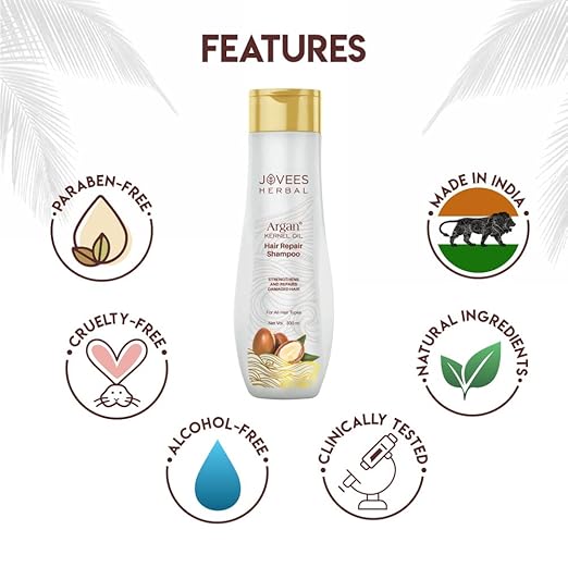 JOVEES HERBAL ARGAN KERNAL OIL HAIR REPAIR SHAMPOO FOR ALL HAIR TYPES PARABEN & ALCOHOL FREE 300ML