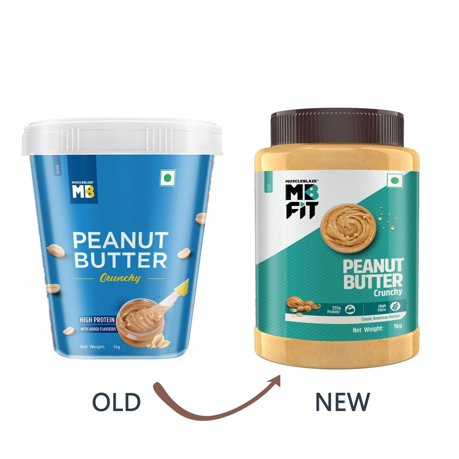 MUSCLEBLAZE FIT CLASSIC PEANUT BUTTER WITH OMEGA 3 & 6 CRUNCHY, 1KG