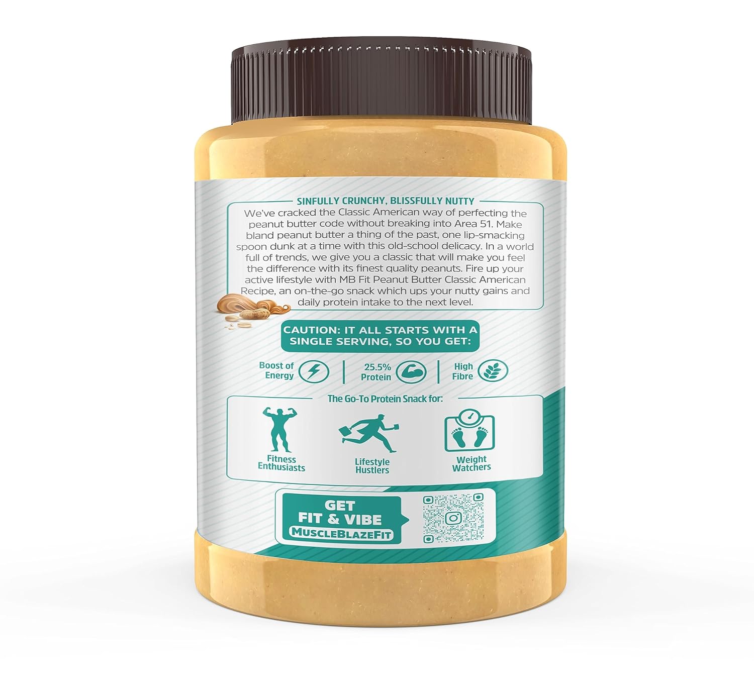MUSCLEBLAZE FIT CLASSIC PEANUT BUTTER WITH OMEGA 3 & 6 CRUNCHY, 1KG