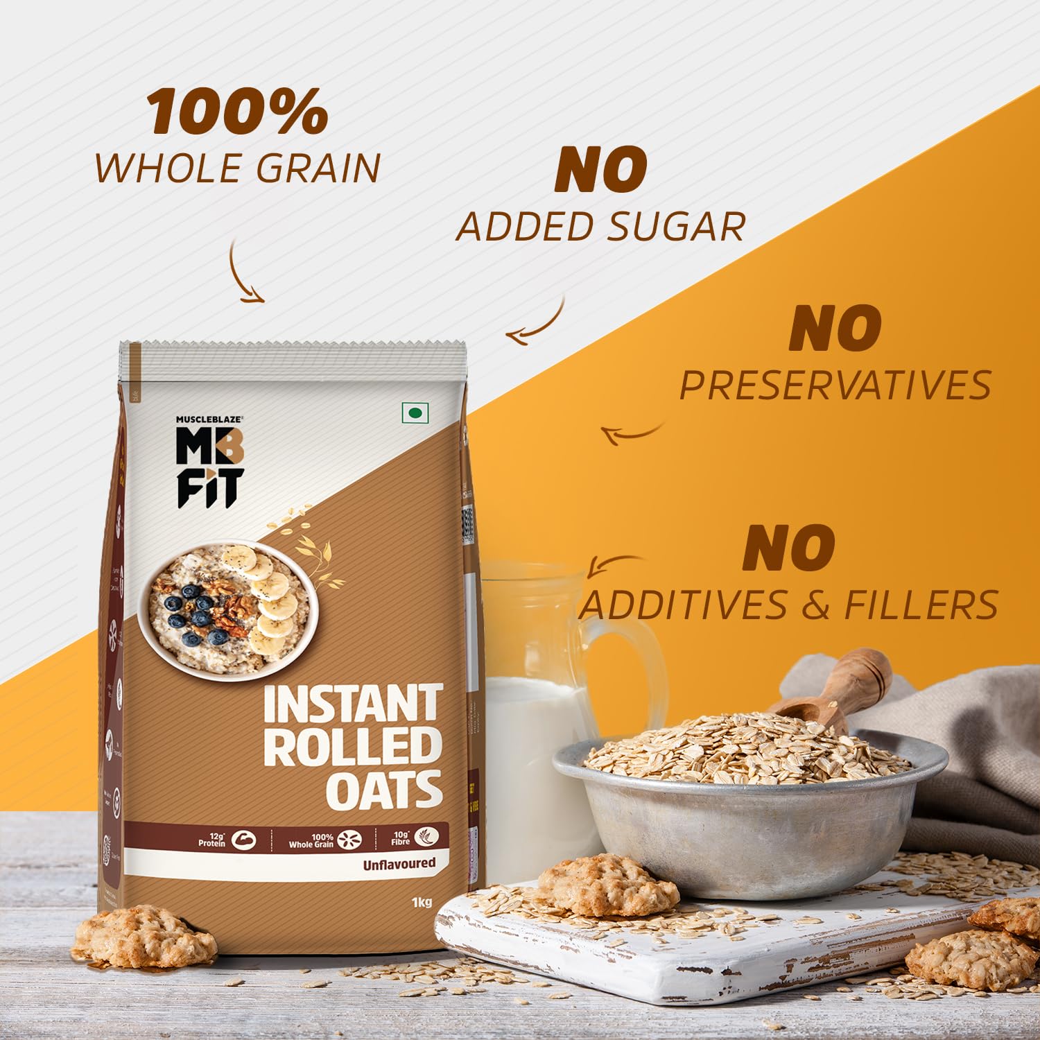 MUSCLEBLAZE FIT INSTANT OATS (UNFLAVOURED, 1KG)