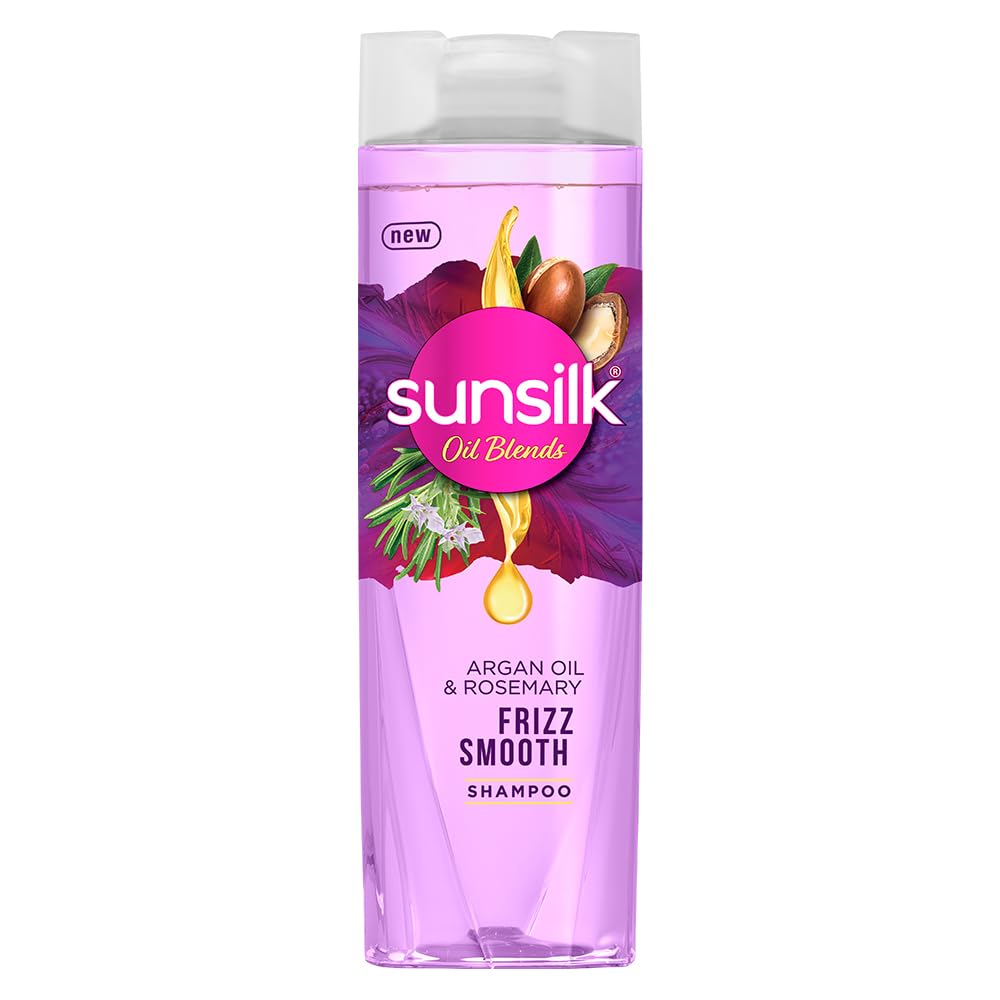 SUNSILK ARGAN OIL & ROSEMARY FRIZZ SMOOTH OIL BLENDS SHAMPOO WITH NO ADDED PARABENS 195 ML