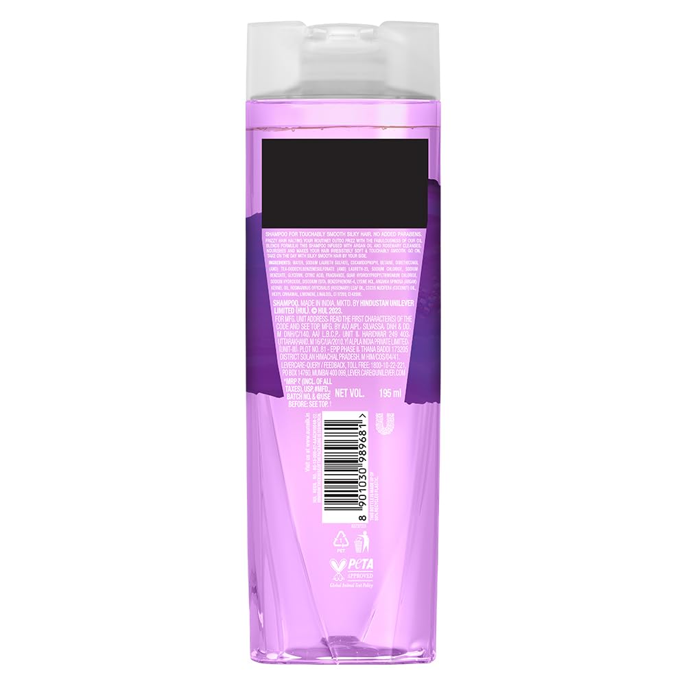 SUNSILK ARGAN OIL & ROSEMARY FRIZZ SMOOTH OIL BLENDS SHAMPOO WITH NO ADDED PARABENS 195 ML