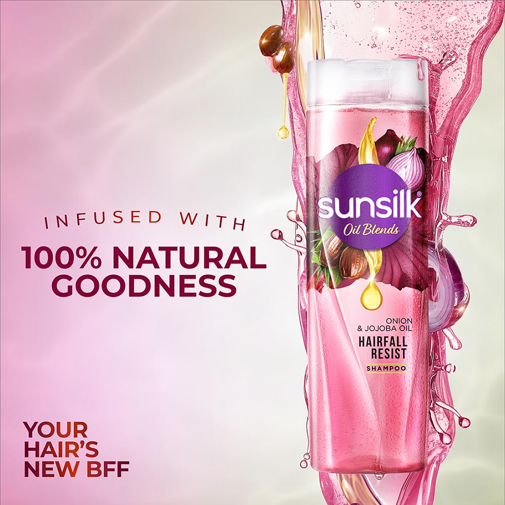 SUNSILK HAIRFALL SHAMPOO WITH ONION & JOJOBA OIL, THAT WORKS BEST TO NOURISH YOUR LONG HAIR 370ML