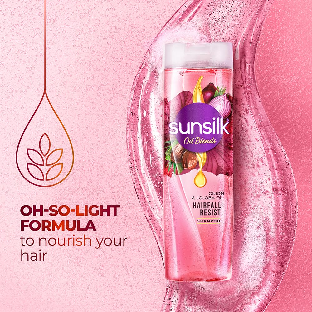 SUNSILK HAIRFALL SHAMPOO WITH ONION & JOJOBA OIL, THAT WORKS BEST TO NOURISH YOUR LONG HAIR 370ML
