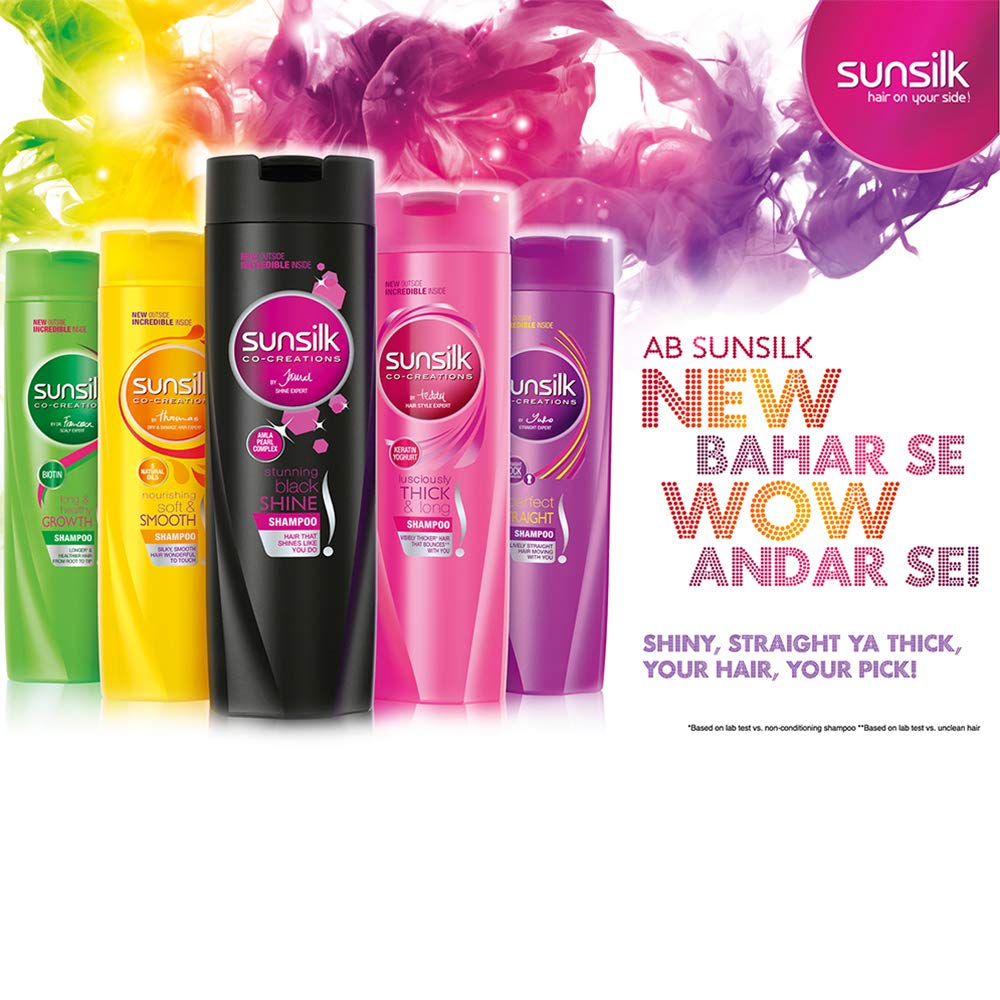 SUNSILK STUNNING BLACK SHINE SHAMPOO, WITH AMLA PEARL EXTRACT, MAKES HAIR LOOKING FULLER, 180 ML