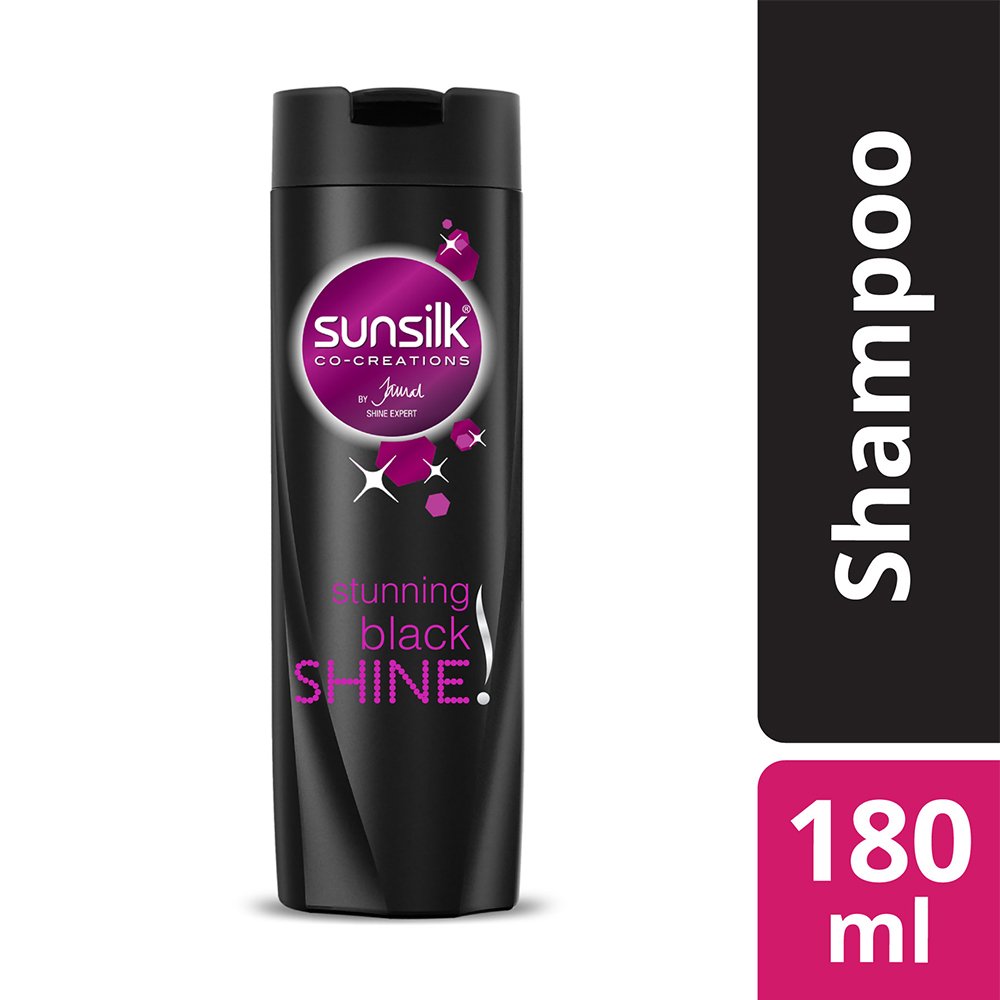 SUNSILK STUNNING BLACK SHINE SHAMPOO, WITH AMLA PEARL EXTRACT, MAKES HAIR LOOKING FULLER, 180 ML
