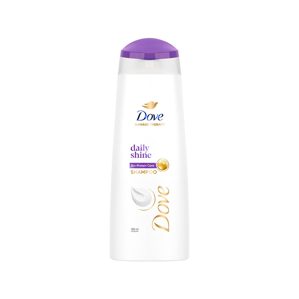 DOVE DAILY SHINE SHAMPOO - FOR DULL AND FRIZZY HAIR, MAKES HAIR SOFT, SHINY AND SMOOTH, 180 ML