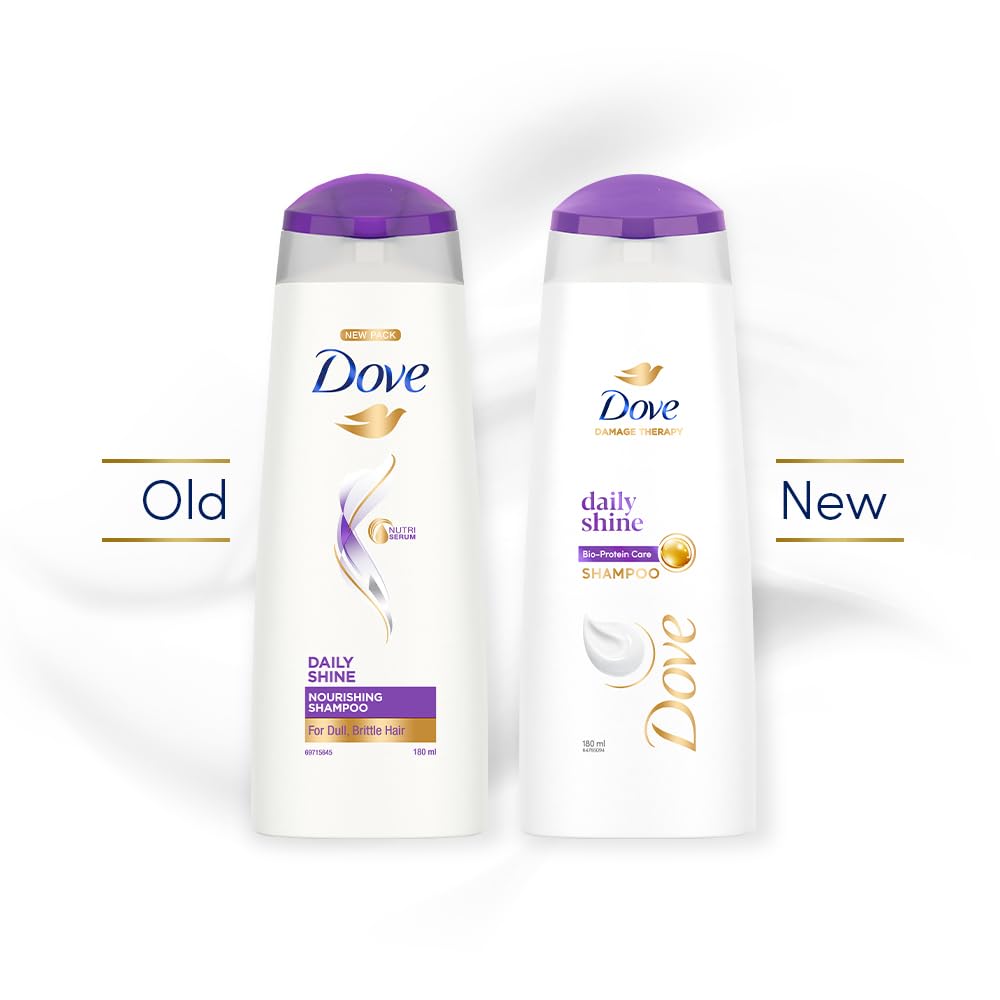DOVE DAILY SHINE SHAMPOO - FOR DULL AND FRIZZY HAIR, MAKES HAIR SOFT, SHINY AND SMOOTH, 180 ML