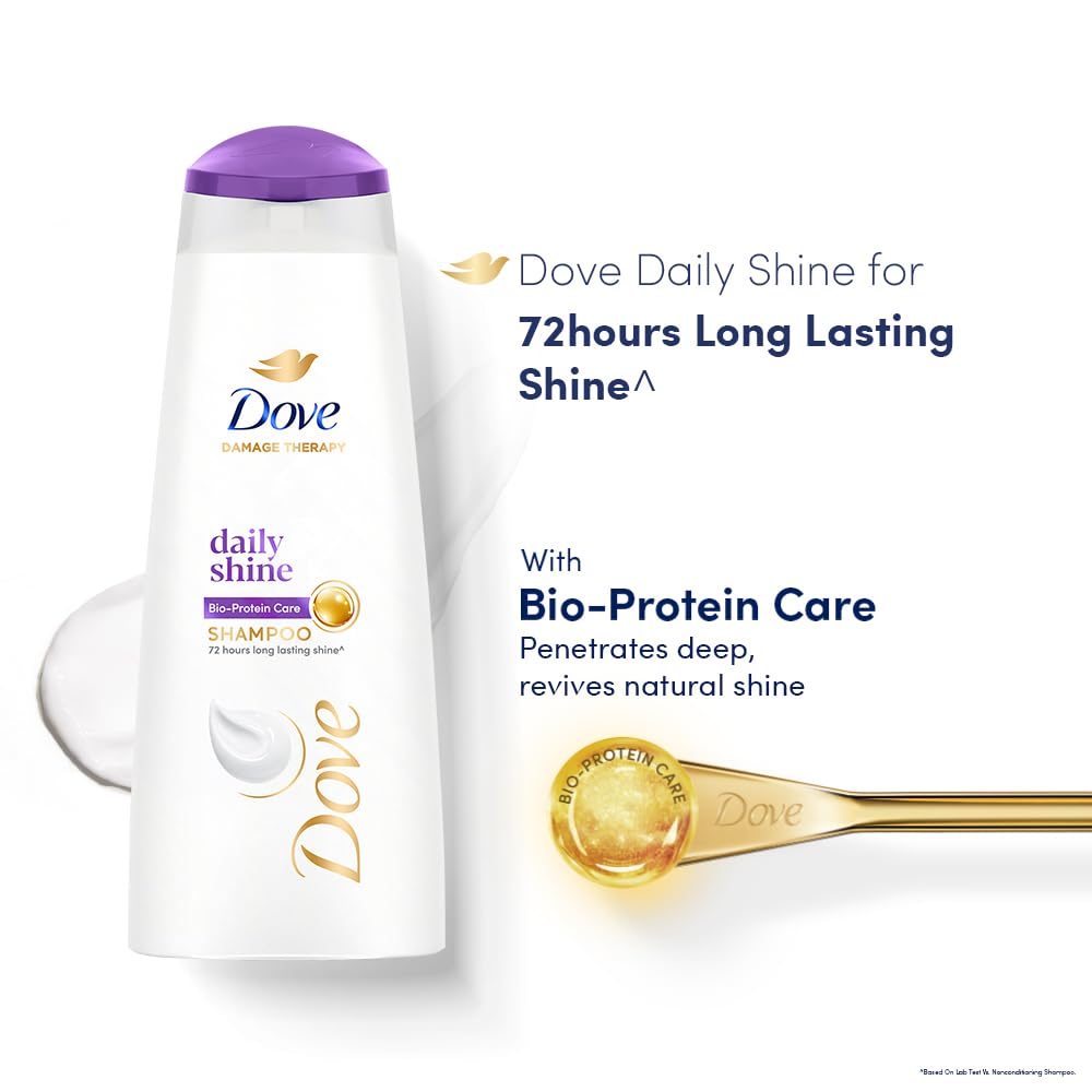 DOVE DAILY SHINE SHAMPOO - FOR DULL AND FRIZZY HAIR, MAKES HAIR SOFT, SHINY AND SMOOTH, 180 ML