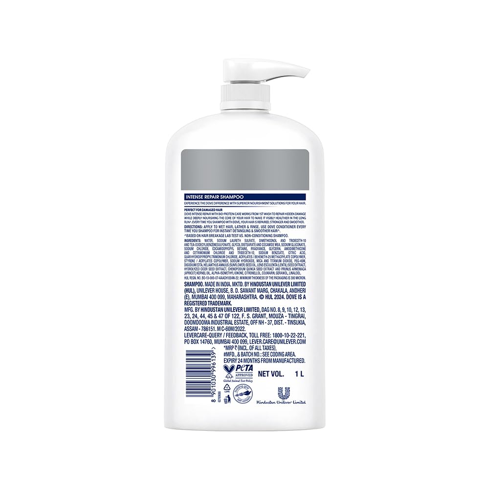 DOVE INTENSE REPAIR SHAMPOO FOR DRY & DAMAGED HAIR, 1 LTR