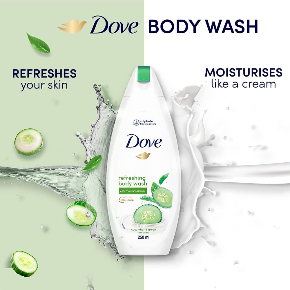 DOVE REFRESHING BODY WASH, WITH REFRESHING CUCUMBER AND GREEN TEA SCENT 250ML