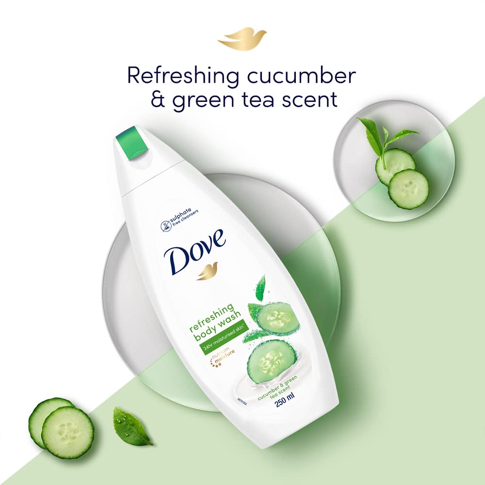 DOVE REFRESHING BODY WASH, WITH REFRESHING CUCUMBER AND GREEN TEA SCENT 250ML