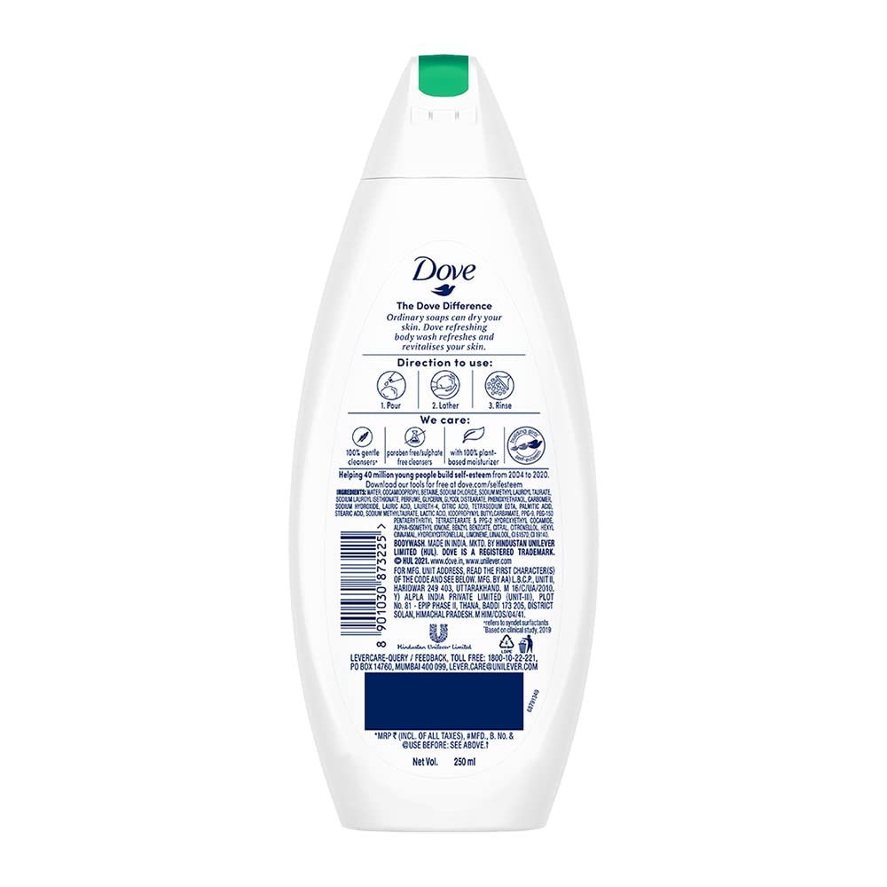DOVE REFRESHING BODY WASH, WITH REFRESHING CUCUMBER AND GREEN TEA SCENT 250ML