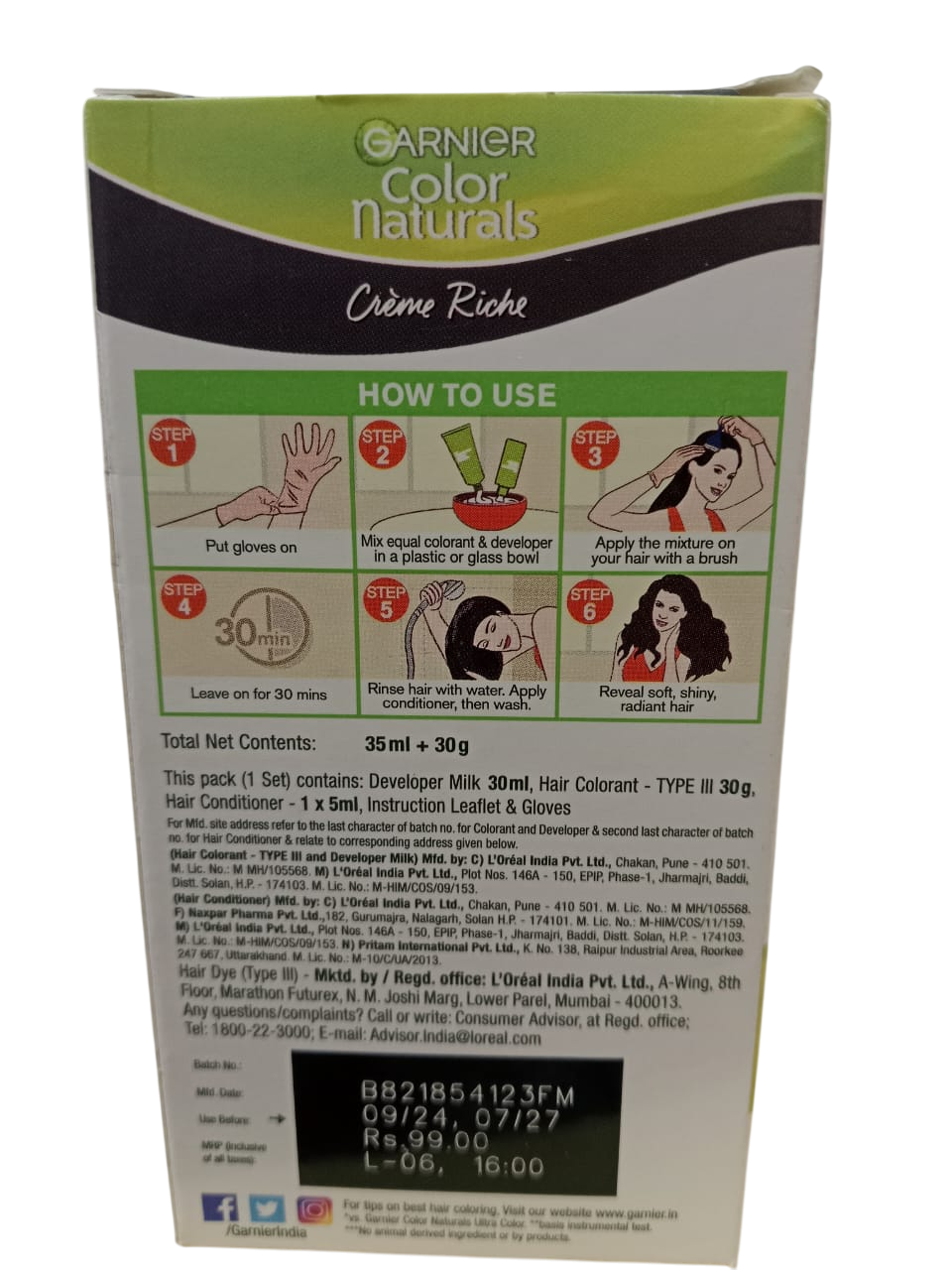 GARNIER COLOUR NATURAL SHADE 3 DARK BROWN 40ML