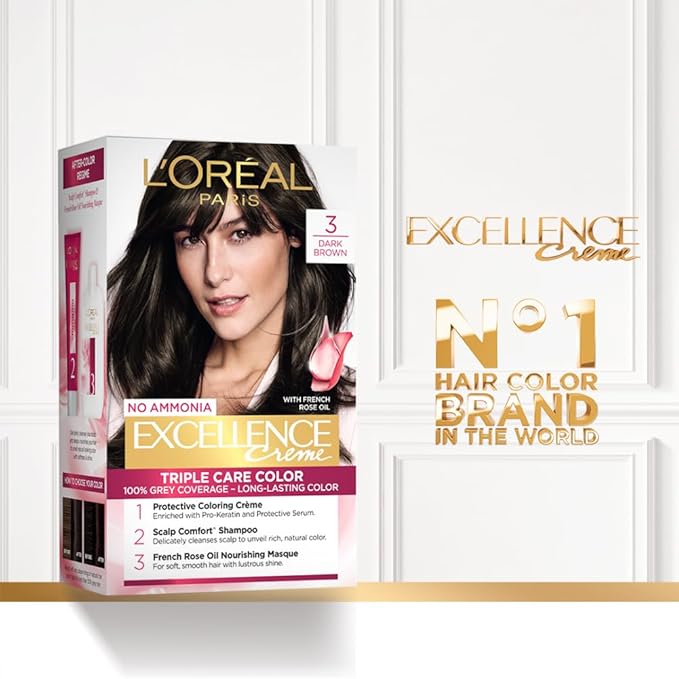 LOREAL HAIR COLOR  EXCELL 3 DARKEST BROWN 172ML