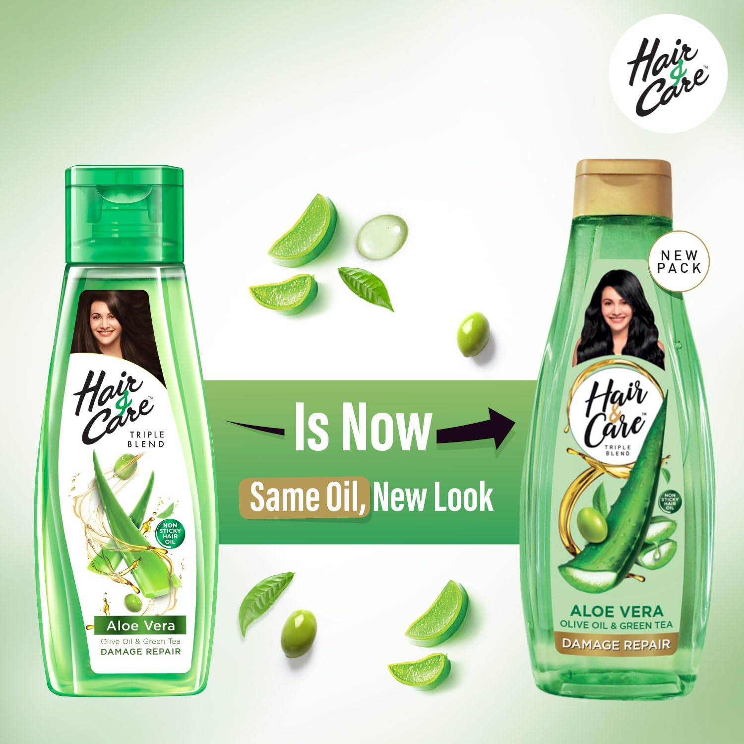 HAIR & CARE DAMAGE REPAIR NON-STICKY HAIR OIL WITH ALOE VERA, OLIVE OIL & GREEN TEA,200 ML