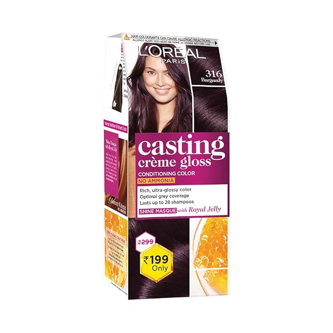 L'OREAL PARIS CASTING CRÈME GLOSS SMALL PACK HAIR COLOUR, 316 BURGUNDY, 45ML