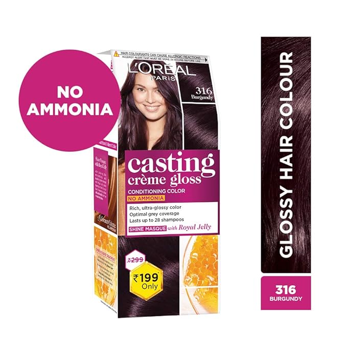 L'OREAL PARIS CASTING CRÈME GLOSS SMALL PACK HAIR COLOUR, 316 BURGUNDY, 45ML
