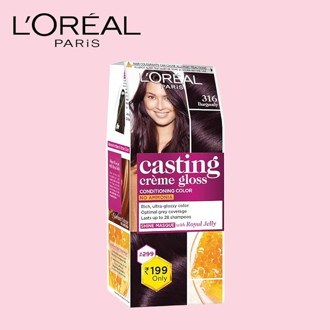 L'OREAL PARIS CASTING CRÈME GLOSS SMALL PACK HAIR COLOUR, 316 BURGUNDY, 45ML