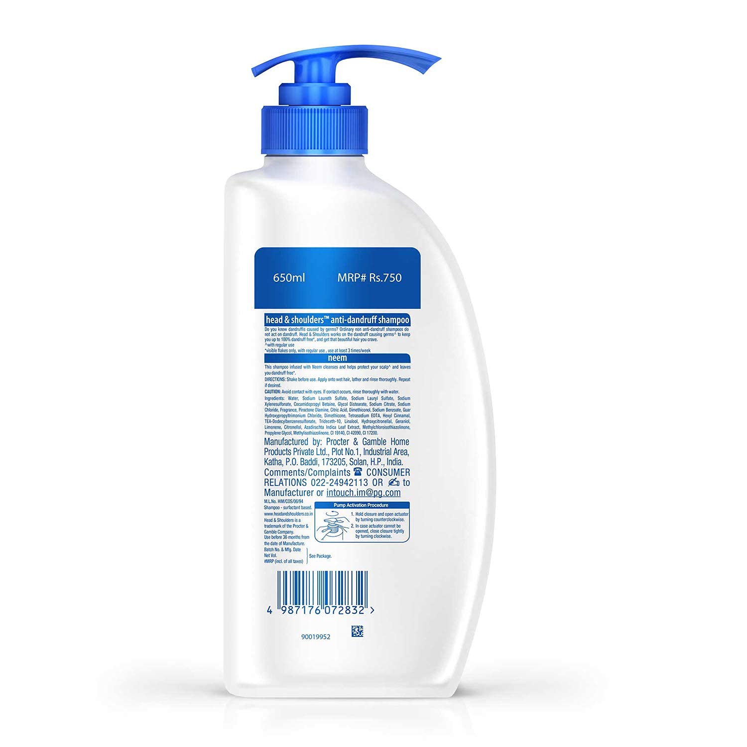 HEAD & SHOULDERS NEEM, ANTI DANDRUFF SHAMPOO, 650 ML