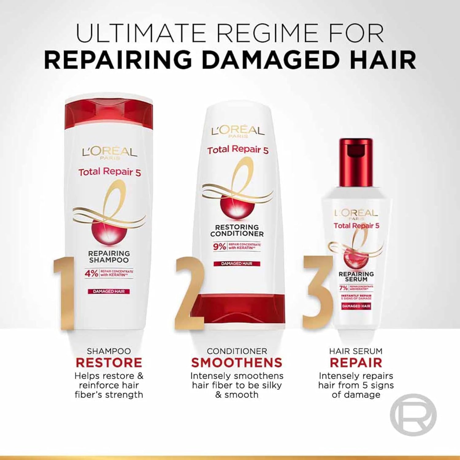 L'OREAL PARIS CONDITIONER, FOR DAMAGED AND WEAK HAIR,WITH PRO-KERATIN+CERAMIDE,TOTAL REPAIR 5,180ML
