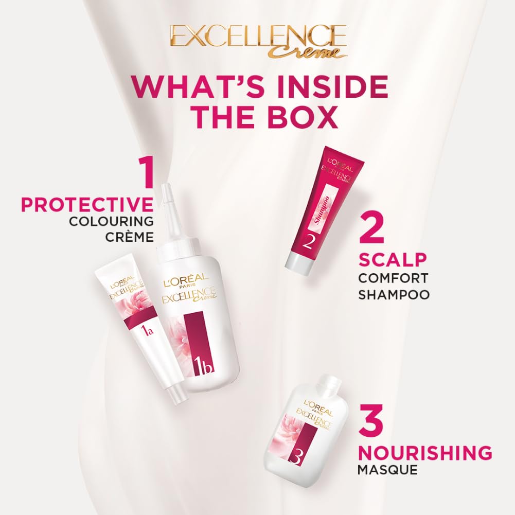 L'OREAL PARIS EXCELLENCE CREME HAIR COLOR, 4 NATURAL BROWN, 72ML+100G